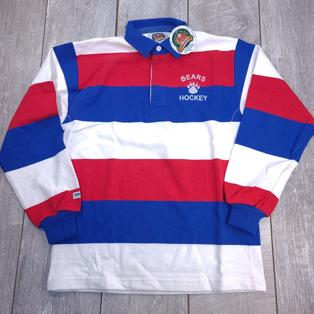 Barbarian Rugby Shirt Mens Small Blue Red White Bears Hockey Long Sleeve Canada